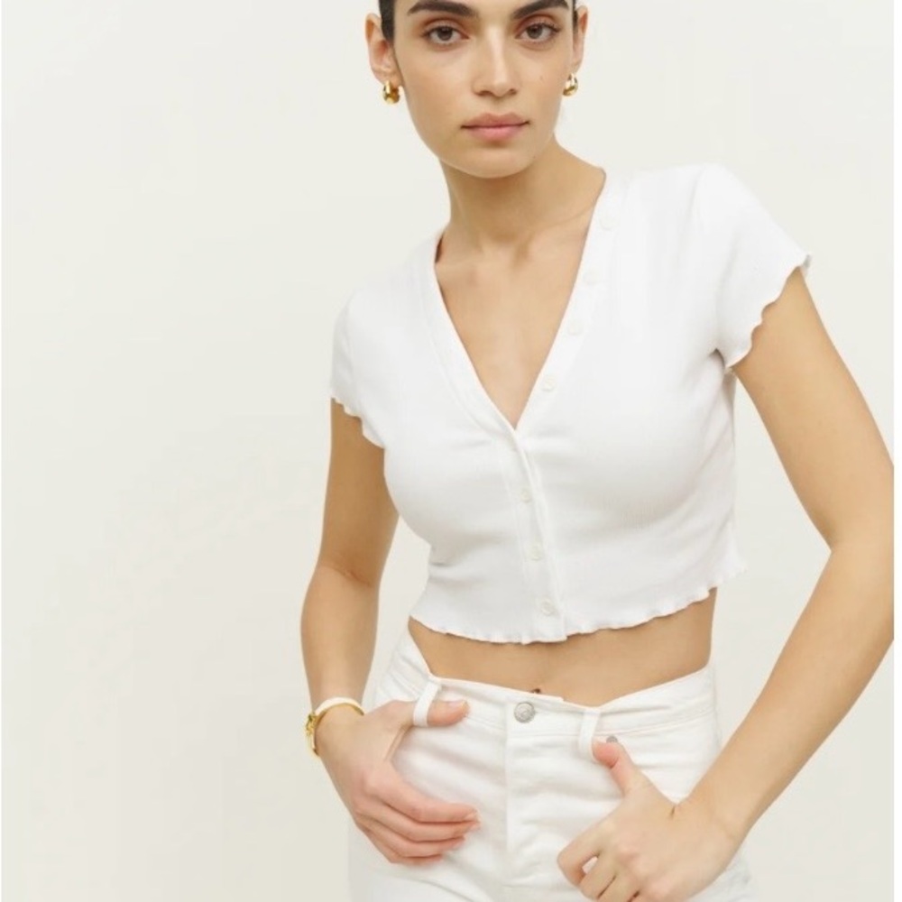 Reformation Kaylen Knit White Top